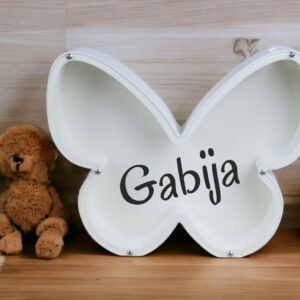 PERSONALISED 3D Piggy bank, butterfly with ANY NAME