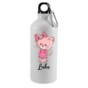 Personalised Water Bottle with name and cat