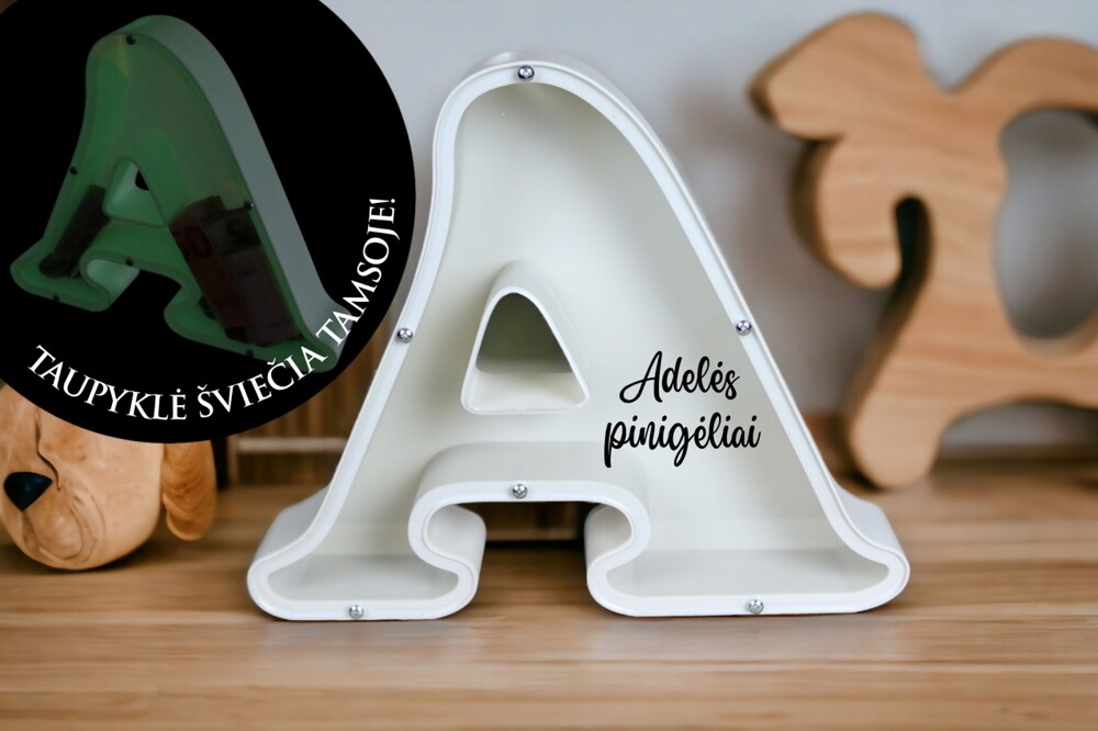 3D Letter Money Box 20cm. GLOWS IN THE DARK (ANY LETTER,ANY NAME)