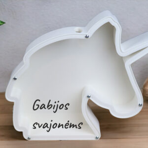 3D Piggy bank, unicorn with name ,,Gabijos svajonems,,