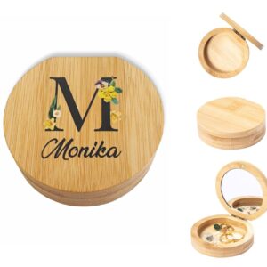 Personalised print Bamboo Compact Mirror ,,ANY NAME,,
