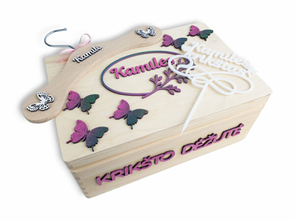 Personalised Christening  set  Hanger,cake topper,memory box - Image 2