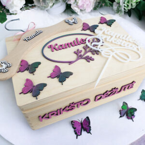 Personalised Christening  set  Hanger,cake topper,memory box