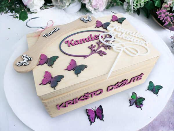 Personalised Christening  set  Hanger,cake topper,memory box