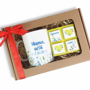 Gift set with peonies ,,Mama,aciu uz viska,,