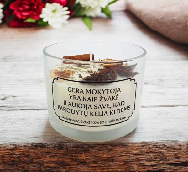 Soy Wax Candle ,,Gera mokytoja yra kaip zvake,, - Image 3