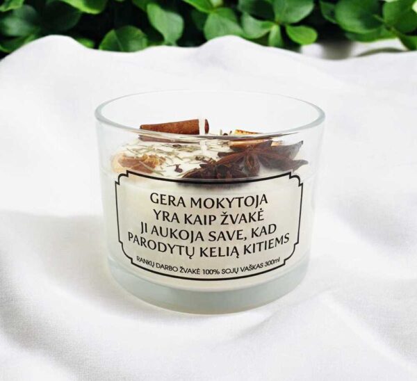 Soy Wax Candle ,,Gera mokytoja yra kaip zvake,,