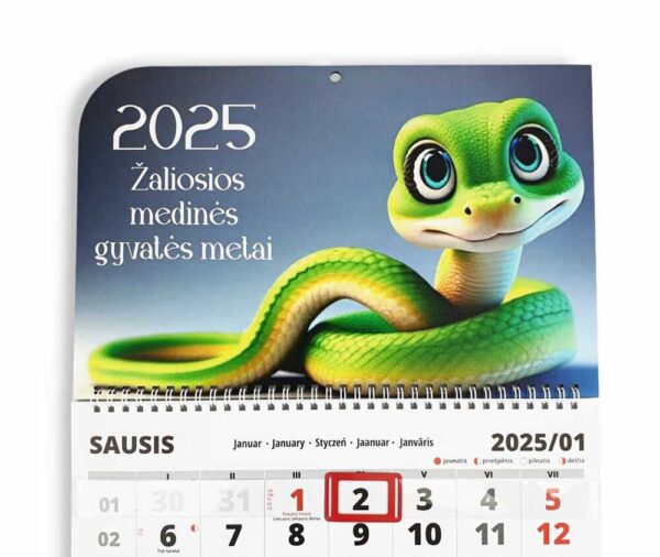 Wall calendar with print ,,2025 Zaliosios medines gyvates metai,, - Image 4