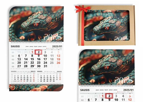 Wall calendar with print ,,2025 Gyvates metai,,