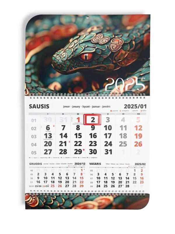 Wall calendar with print ,,2025 Gyvates metai,, - Image 4