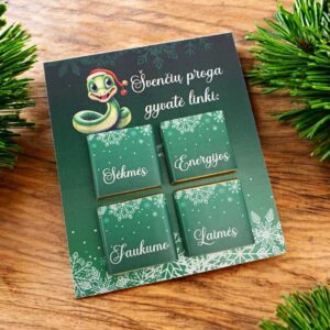 Greeting card with chocolate ,,Svenciu proga gybate linki...,,