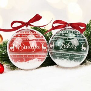 Personalised CHRISTMAS BAUBLE WITH ARTIFICIAL SNOW INSIDE (ANY NAME) 2