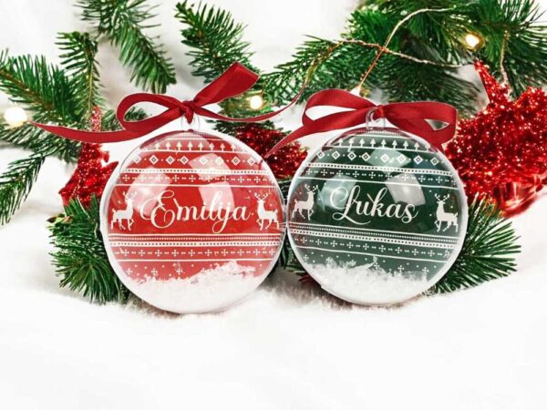 Personalised CHRISTMAS BAUBLE WITH ARTIFICIAL SNOW INSIDE (ANY NAME) 2 - Image 3