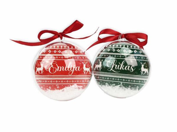 Personalised CHRISTMAS BAUBLE WITH ARTIFICIAL SNOW INSIDE (ANY NAME) 2 - Image 2
