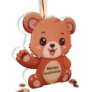Personalised Money Box Bear ,,Marko svajonems,, (ANY NAME)