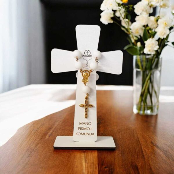 Standing cross with rosary,,Mano Pirmoji Komunija,, - Image 3
