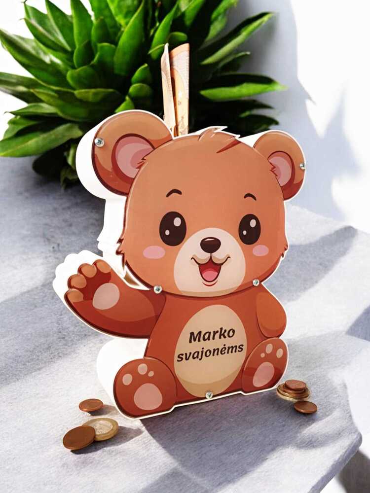 Personalised Money Box Bear ,,Marko svajonems,, (ANY NAME) - Image 3