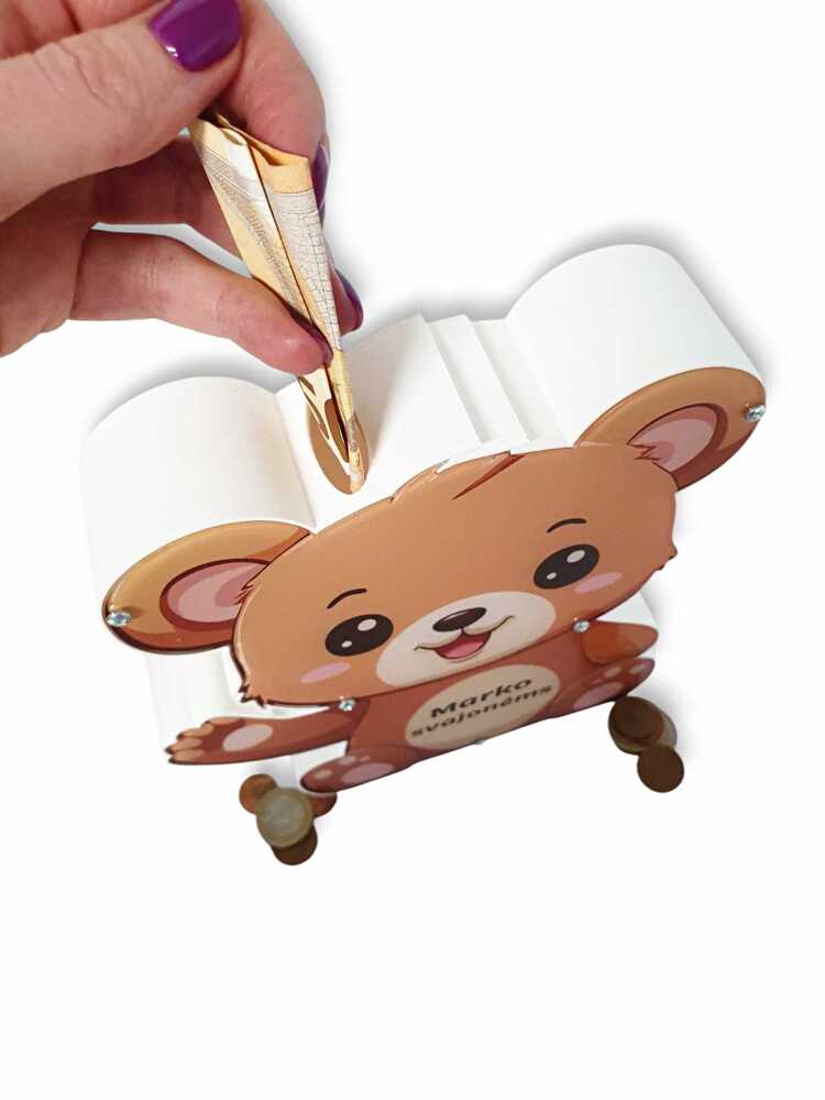 Personalised Money Box Bear ,,Marko svajonems,, (ANY NAME) - Image 2