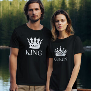 Printed T-shirt for couple ,,King,, ,,Queen,,