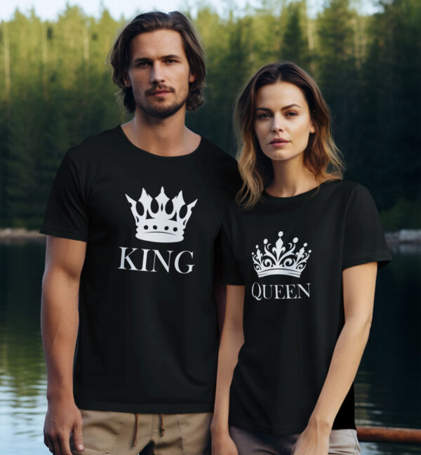 Printed T-shirt for couple ,,King,, ,,Queen,,