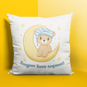 Pillow with print ,,Saugau tavo sapnus,, (Blue)