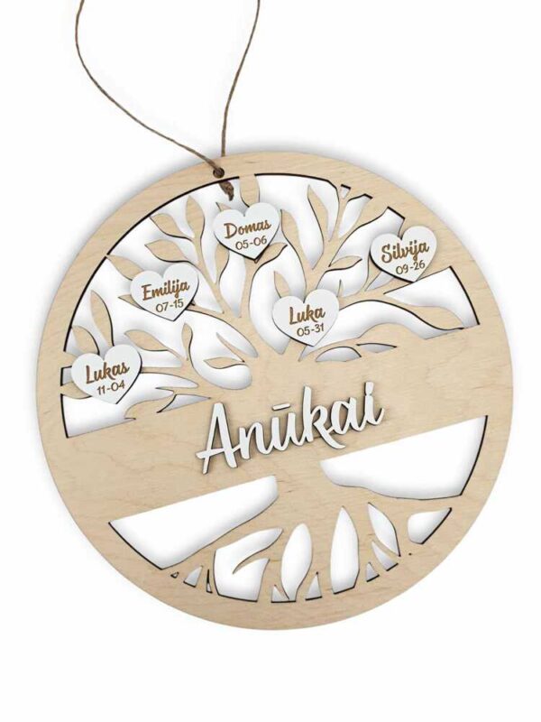 A hanging sign for the grandmother with the names and dates of birth of the grandchildren - Image 3