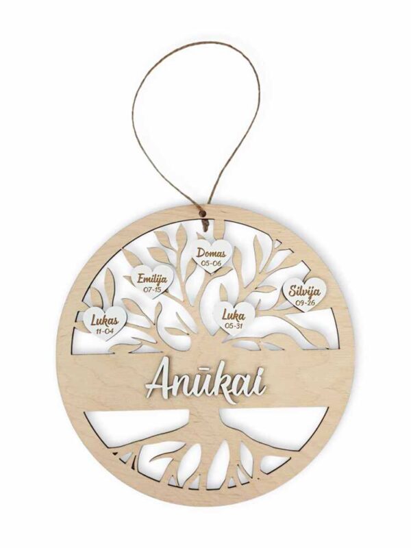 A hanging sign for the grandmother with the names and dates of birth of the grandchildren - Image 2