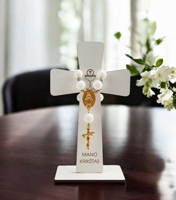 Standing cross with rosary,,Mano Krikstas,,