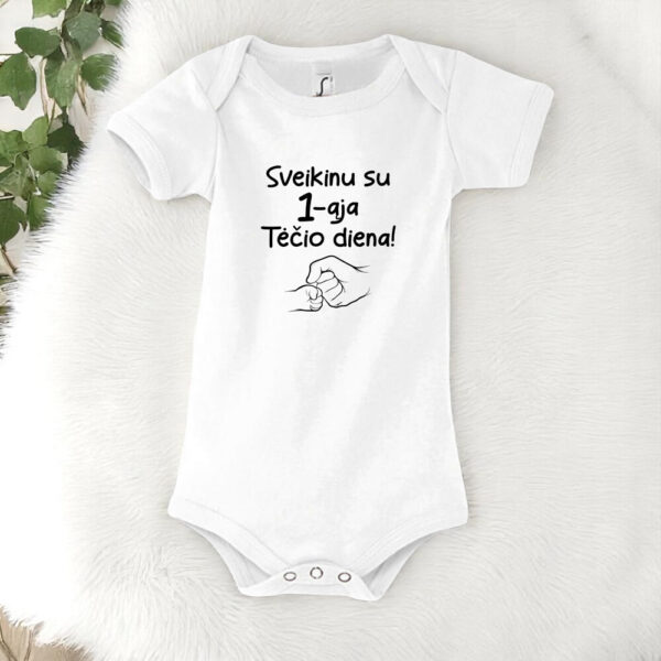 Baby vest short sleeve ,,Sveikinu su 1-aja Tecio diena,,
