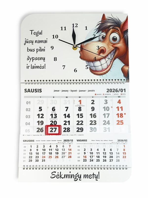 Wall calendar with clock ,,Tegul Jusu namai buna pilni sypsenu ir laimes,, - Image 5