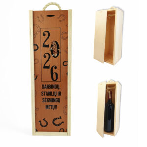 Wooden  Wine Box ,,2026 Darbingu,stabiliu ir sekmingu metu,,
