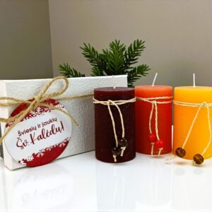 Candle set ,, Sviesiu ir Jaukiu sv. Kaledu,,
