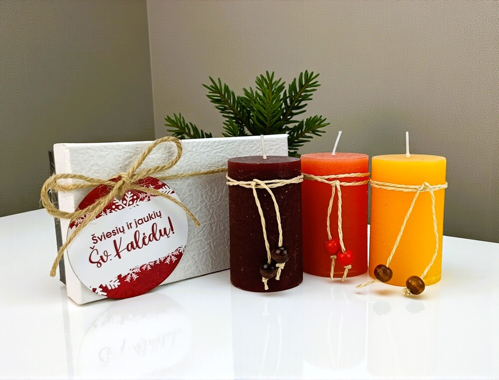 Candle set ,, Sviesiu ir Jaukiu sv. Kaledu,,