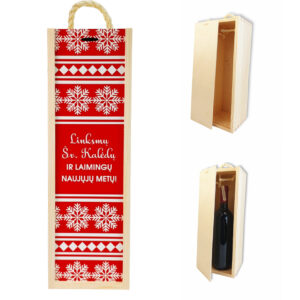 Wooden  Wine Box ,,Linksmu sv. Kaledu ir Laimigu naujuju metu,,