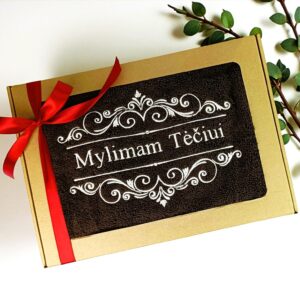 Towel with cardboard box ,,Mylimam teciui,,