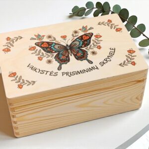 Memory box with print,,Vaikystes prisiminimu skrynele,,