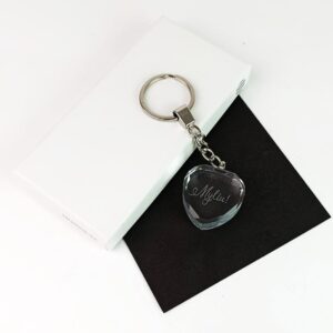 Keychain with glass heart "Myliu Tave,,