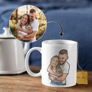 Personalised cup with a caricature photo